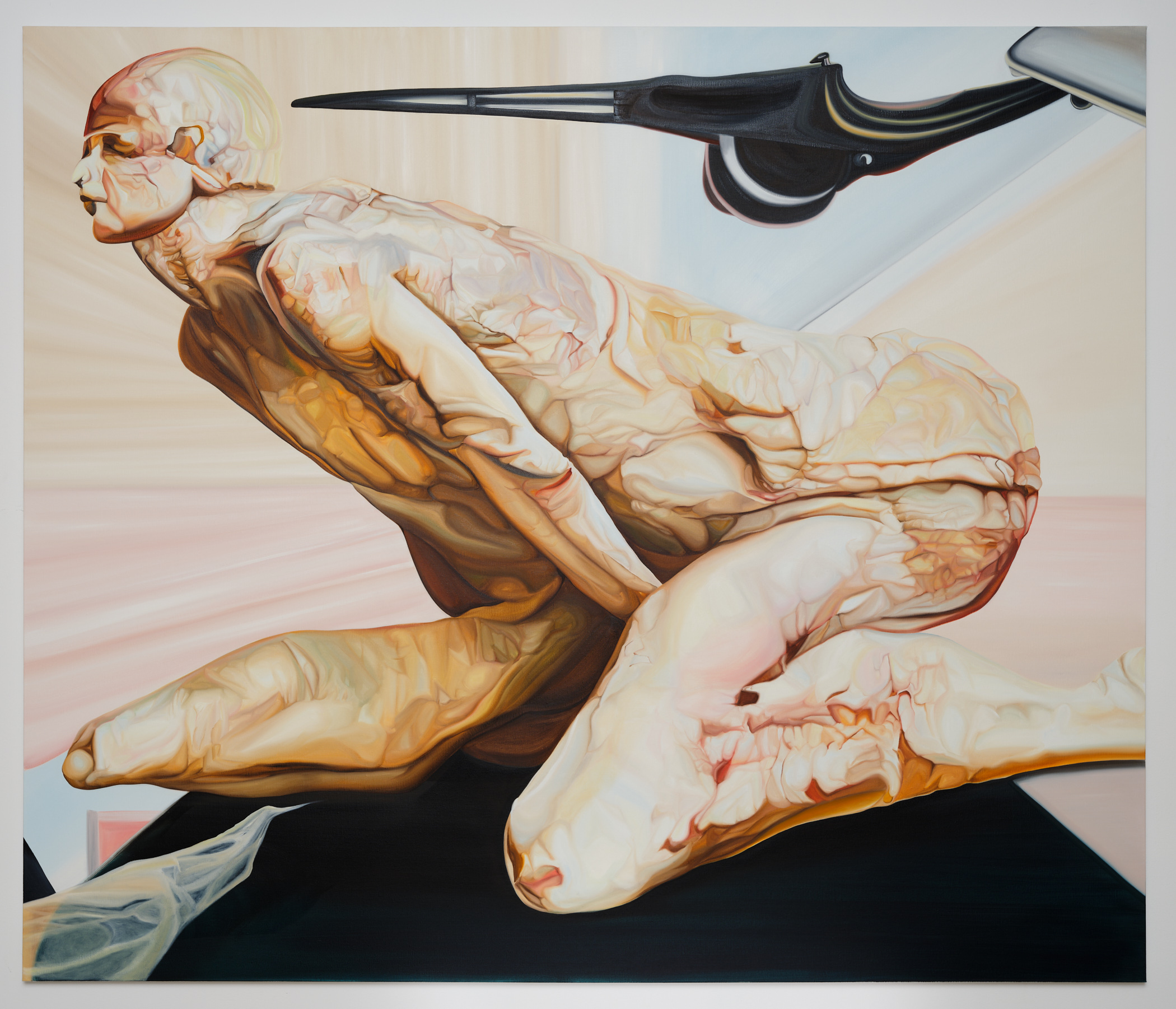 <i>big old news</i>, 2023. Oil on linen, 78 3/4 x 92 1/2 in (200 x 235 cm)